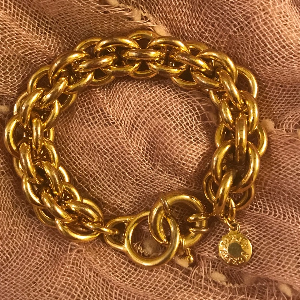 J. Crew 14k gold plated chunky chain link bracelet